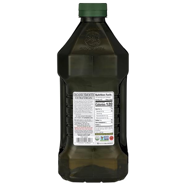 POMPEIAN USDA ORGANIC SMOOTH EXTRA VIRGIN OLIVE OIL, CONTAINS POLYPHENOLS, FIRST COLD PRESSED, 68 FL OZ