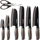 Astercook Knife Set, 13-Piece Kitchen Knives Set with 6 Blade Guards, Black Anti-Rust &amp; Non-Stick Coating, Dishwasher Safe Stainless Steel Knives, Ergonomic Handle, Perfect for Holiday Gifts