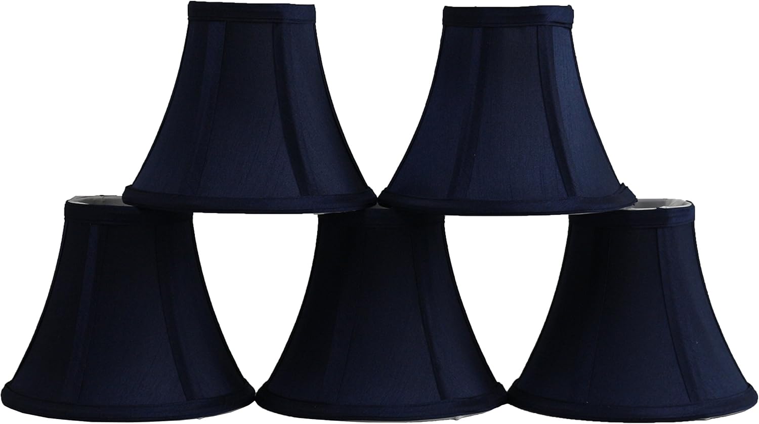 Urbanest Set of 5 Navy Blue Silk Bell Chandelier Lamp Shade, 3inch by