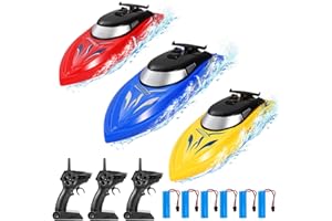 ACEKID 3 Pack RC Boat Remote Control Boats for Pools and Lakes for Kids and Adults, 2.4 GHz RC Boat for Boys 4-7 8-12 Years with 6 Rechargeable Batteries