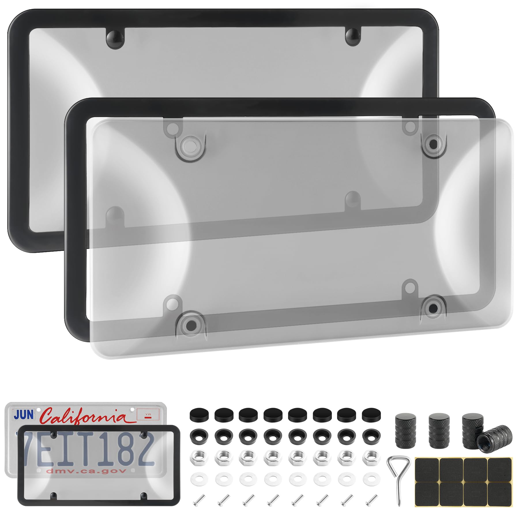Photo 1 of Alpmosn License Plate Covers & Frames Combo, License Plate Cover with Screw Washers and Cap, Car Exterior Accessories Grey (2-Pack)