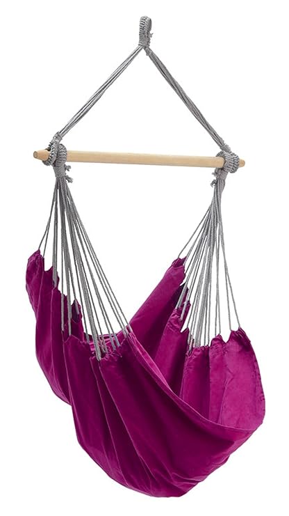 Byer of Maine Panama Hanging Hammock Chair by, Indoors and Outdoors, EllTex Cotton/Polyester Blend Fabric, Berry, 58 L X 39 W, Holds up to 240lbs