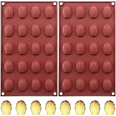 2Pcs Silicone Madeleine Mold, Nonstick Madeleine Pans for Baking, 40-Cavity Food Grade Madeleine Cookie Pan for Cake Chocolat