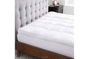 LUCID Ultra Plush 3 Inch Down Alternative Fiber Bed Mattress Topper - Allergen Free Pillow Top - Soft and Breathable Cotton Percale Cover - Queen Size , White