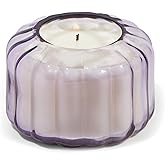 Paddywax Scented Candles Vintage Style Ripple Hand Blown Glass Collection Luxury Artisan Candle, 4.5-Ounce, Lavender - Salted Iris
