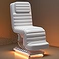 Paddie Fully Electric Massage Table Professional, 3-Section Folding Spa Bed with LED Lights 3 Motor, Motorized Height & Angle Adjustable, White