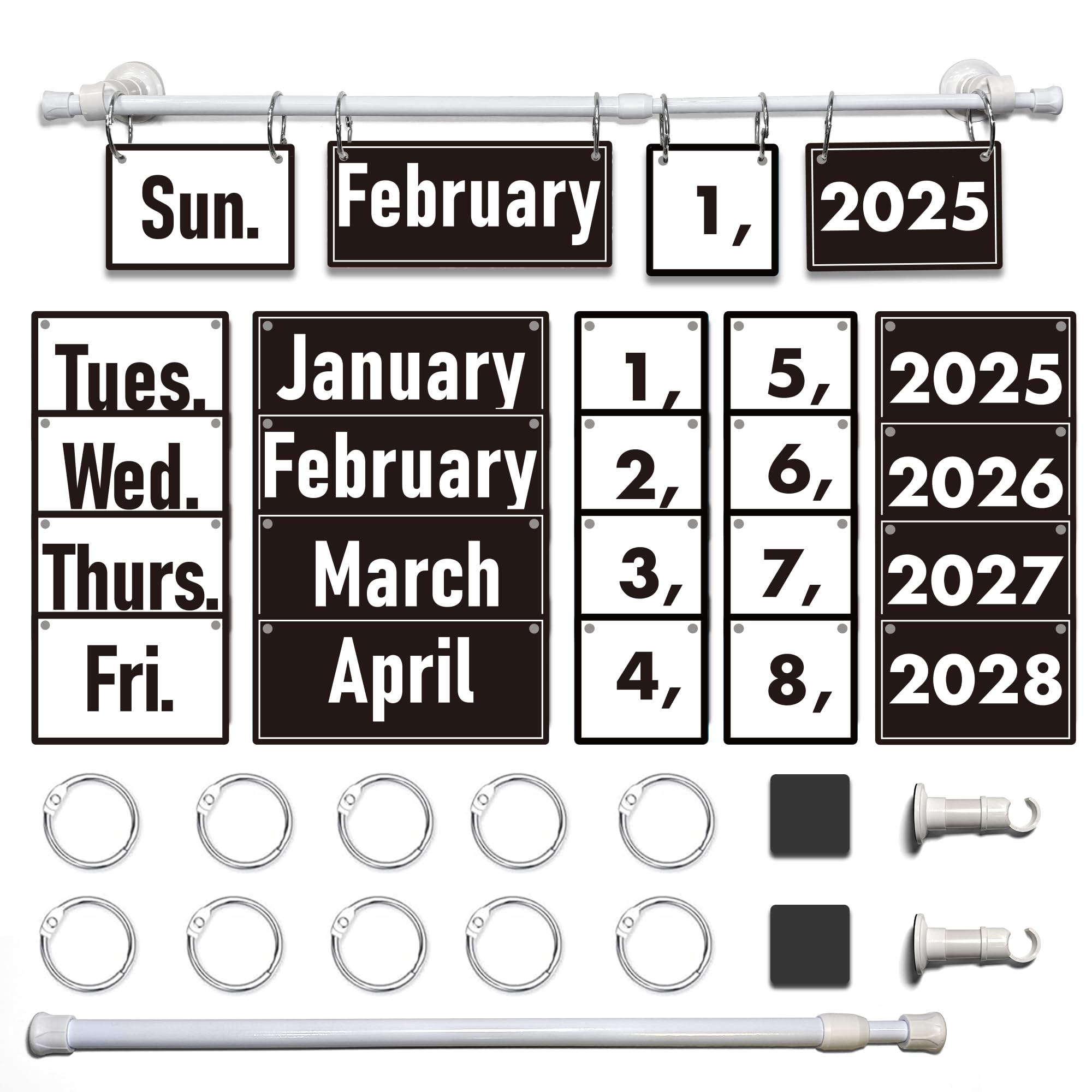 Photo 1 of GambadoGlow Classroom Calendar Bulletin Board Set Colorful Flip Calendar with Holder for Classroom Decor, Includes 54 Date Cards, Holder and Magnetic Sheets Class Home Decoration Supplies, Black&White