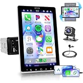 2026 Upgraded 10.1" Rotatable Touch Screen Single Din Car Stereo | Wireless CarPlay &amp; Android Auto, AM FM, Bluetooth 5.2, 16-Band EQ, Backup Camera, SWC/USB/TF/Mirror Link