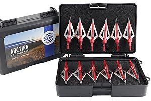 ARCTIRA 12pcs Hunting Broadheads with Solid Case 3 Fixed Blades for Crossbow Bolts and Compound Bow Arrows Portable Broad Hea