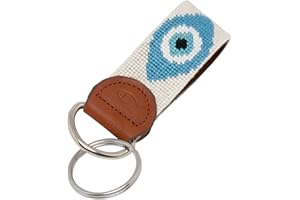Huck Venture Leather Hand-Stitched Needlepoint Key Fob or Key Chain