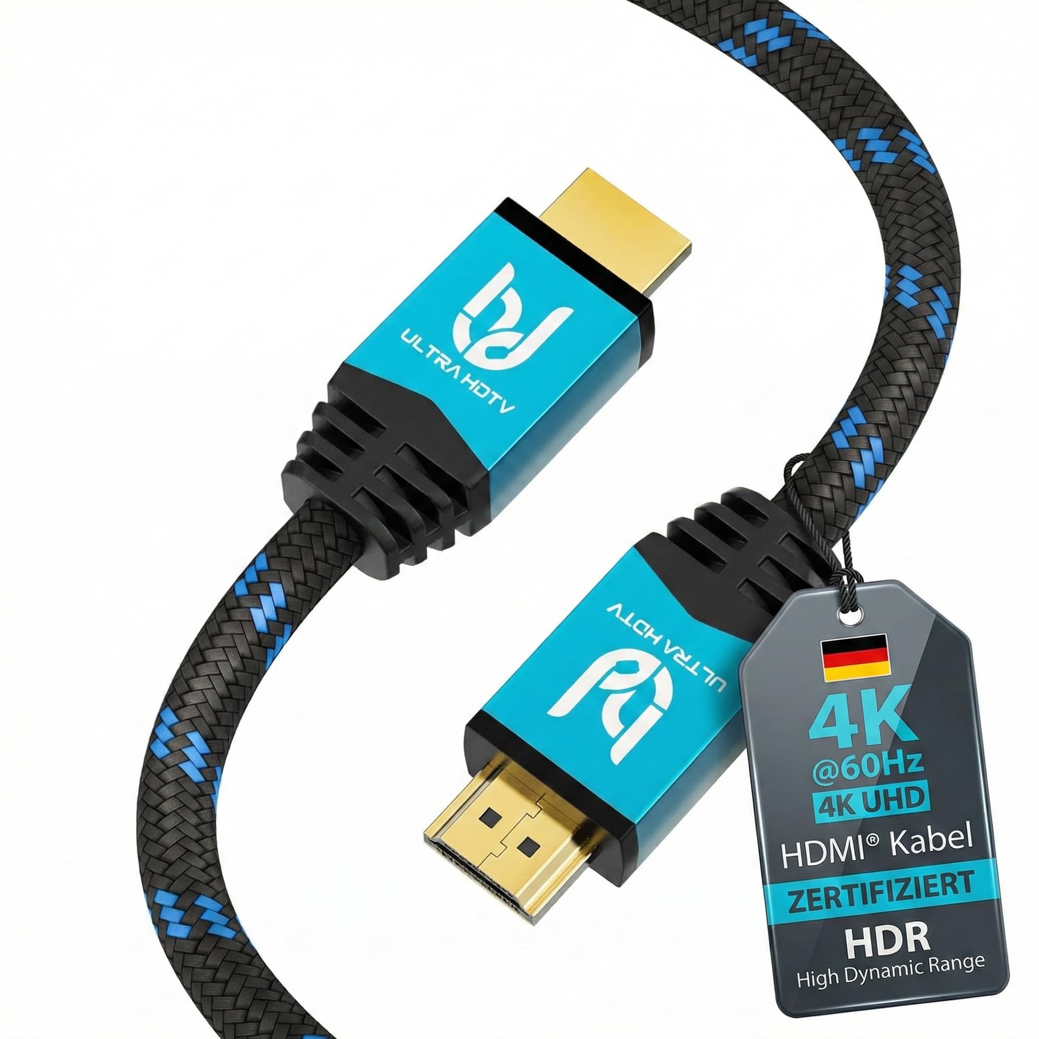 Ultra HDTV Premium 4K UHD High Speed HDMI 2.0 Cable 7.5m [HDMI Premium Certified], 18 Gbps, 4K@60Hz, 2160p, 4096x2160-4K UHD HDMI 2.0b cable with nylon sheath, kink protection and alu housing