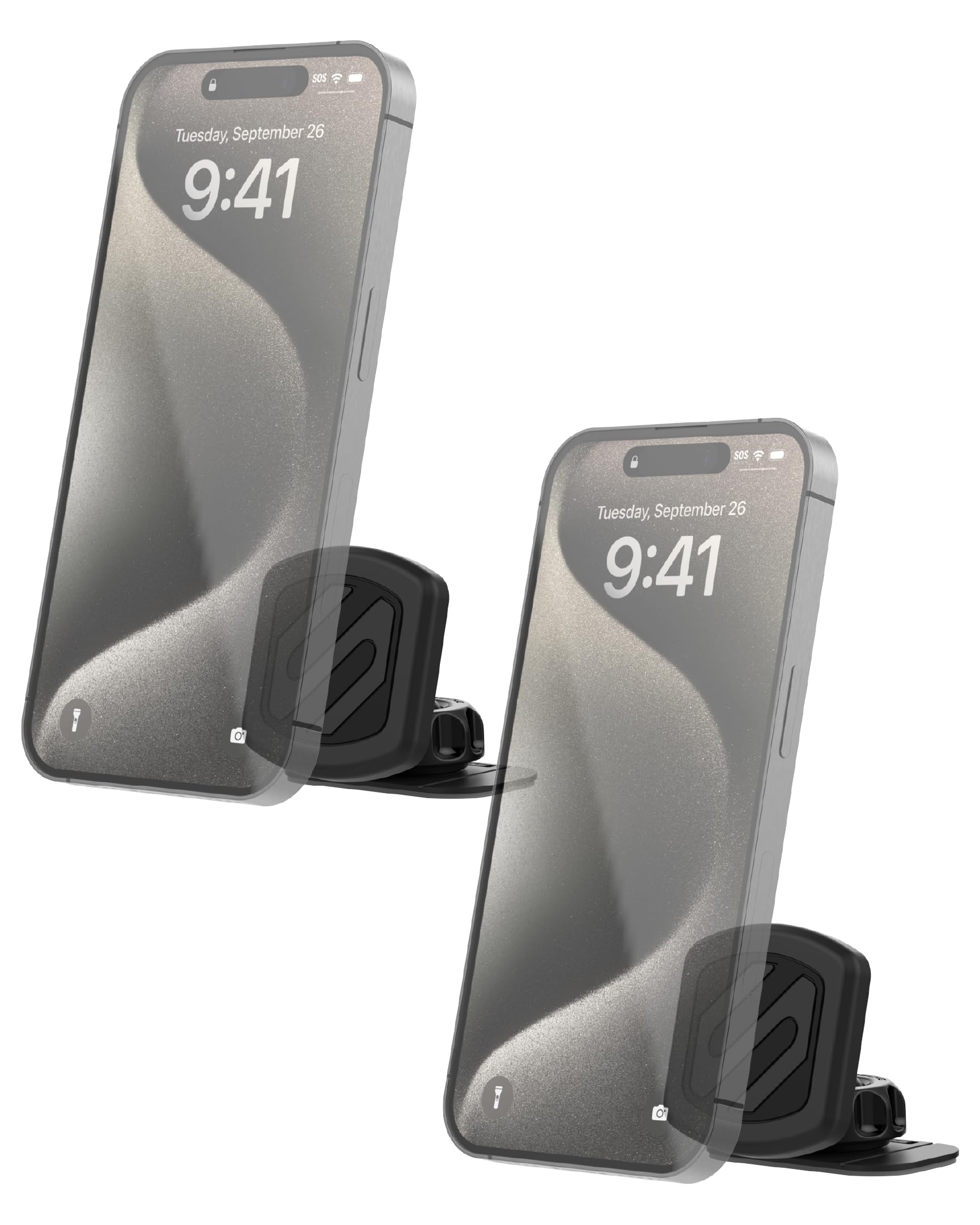 Scosche MAGKIT MagicMount Magnetic Car Phone Holder Mount - 360 Degree Adjustable Head, Universal with All Devices - Dashboard Mount - Pack of 2,Black