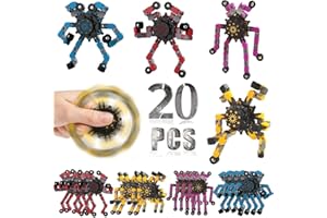 DUBANJOWE 20 Pcs Fidget Spinners Toys for Kids & Adults, Deformable Robot Transformable Fingertip Spinner, Stress Relief Party Favor for Classroom Prizes, Christmas, Valentine’s Day Gift, Goodie Bag Fillers
