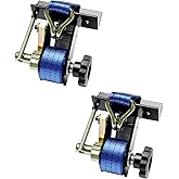 Ladder Rack Straps, W/J-Hook (2PCS), 1.4" Black Square Tube Mount, 1.5" Wide x 7.5' Long, Blue Ladder Rack Ratchet Straps, 500 lbs Load Heavy Duty, Truck/Lumber Rack Straps, Pipe/Roof Rack Strap