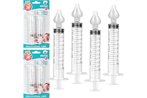 ONEVER Nasal Aspirator for Baby, Baby Nasal Syringe Irrigator, Professional Portable Disposable Infant Nose Cleaner Compatible with Baby Saline Nasal Spray - BPA Free Silicon Tips, 4 Syringe Irrigator