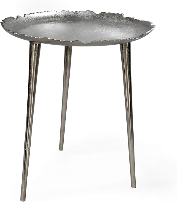 Amazon Com Serene Spaces Living Decorative Aluminum Nickel Round Side Table Metal Circular Accent Table To Use As Side Table Nightstand Table Coffee Table In Living Room Bedroom 19 Tall 16 Diameter