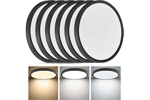 6PK 12 Inch LED Flush Mount Ceiling Light,24W, 2520LM, 3000K/4000K/6000K CCT Selectable,0.9inch Super Slim LED Ceiling Light,