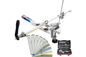 CWOVRS Knife Sharpener Kit, RUIXIN PRO RX-009 Professional Knife Sharpener, 360° Flip Rotation, Upgrade Fixed-Angle & Adjustable Knife-Clip, Chef Knife Sharpening System Kit, 4 Whetstones +6 Diamond Stones