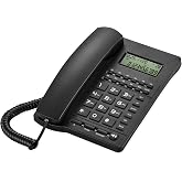 WUCOHATI Home and Business Office Wired Telephones | 3 Alarm Clocks, 16 Ringtones, 5-Level LCD Contrast, Blacklist &amp; One-Touch Memory &ndash; FSK/DTMF Compatible