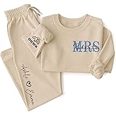 NAZENTI Personalized Embroidered Bride Sweatshirt, Mrs. Shirts Gifts, Bridesmaid Tshirt, Bridal Shower, Bachelorette, Wedding