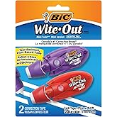 BIC Wite-Out Mini Twist Correction Tape, No Dry Time, Tear Resistant Tape, White, 2-Count