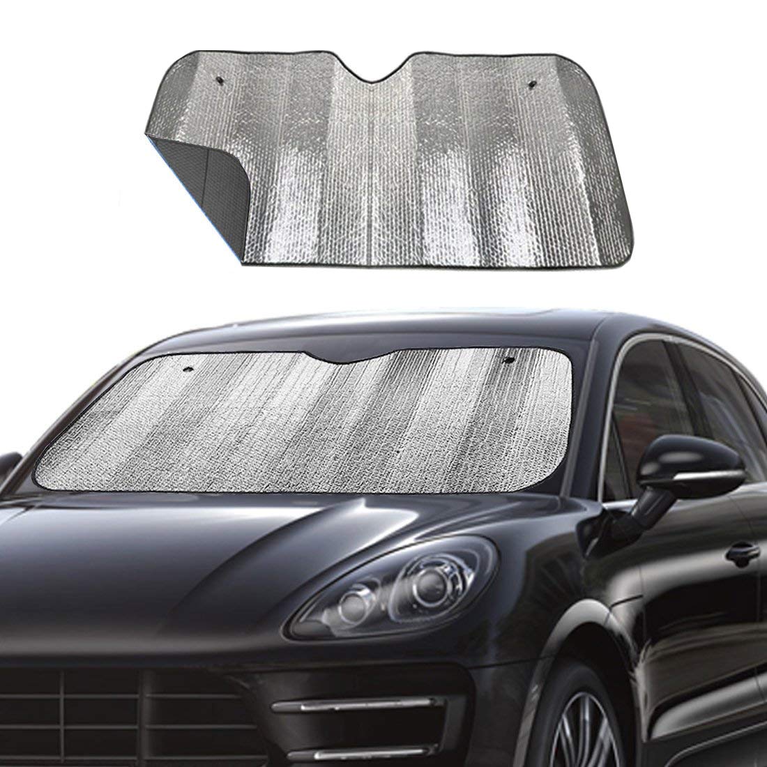 Photo 1 of Big Ant Windshield Sun Shade UV Rays Sun Visor Shade,Auto Front Windshield Sunshade Car Folded Sun Shield Shade,Keeps Vehicle Cool - Black (55" x 27.5")