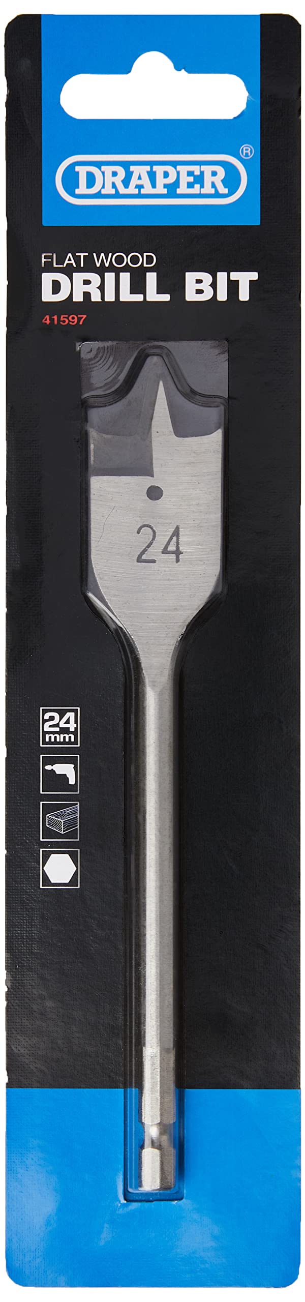 Draper Expert 24mm Wood Drill Bit | Faster Hole Cutting | High Quality Carbon Steel Tools | Manual and Electric Tip Drills | Heavy Duty Bits | 41597 — image 1
