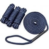 6940lbs, 12 in Loop Double-Braid Nylon Dock Lines, 1/2in x 15FT, Pack of 4 | Break strength exceeds typical 5000&ndash;5500lb dock lines, with bigger pre-spliced eye