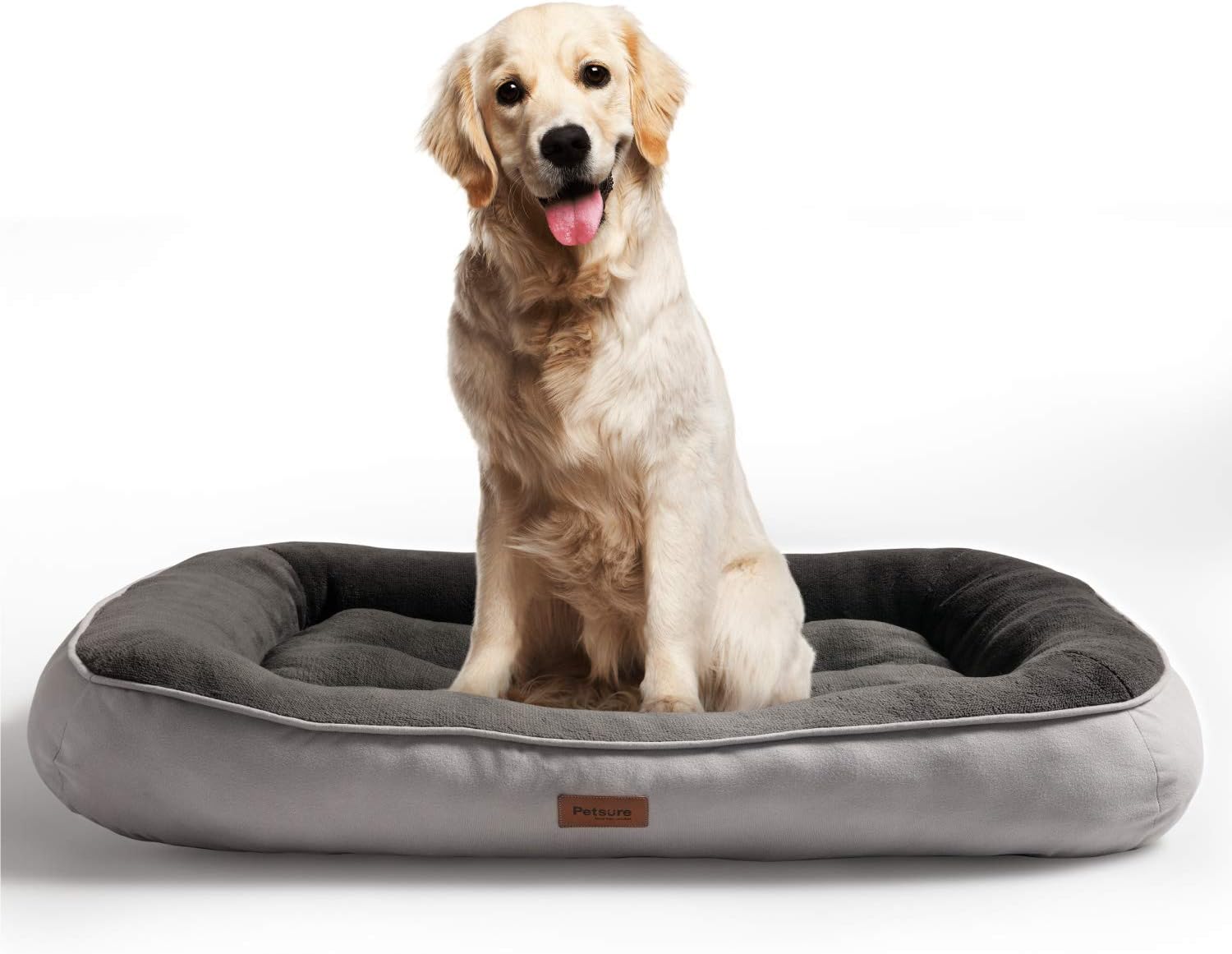 Petsure Plush Dog Bed (L, 36x27x7 inches) for Small, Medium, Large Dogs Up to 70 lbs Low