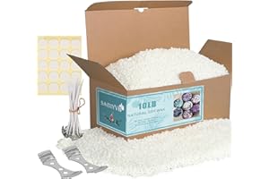 SAEUYVB Natural Soy Candle Wax for Candle Making, 10lb Bag, Premium Granular Soy Wax, 20 Cotton Candle Wicks, 20 Wick Stickers and 2 Centering Devices-Perfect as Christmas Home Decoration