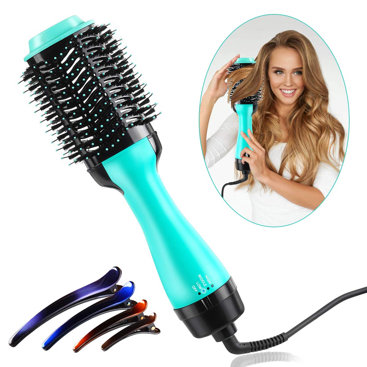 Hot Air Brush, Hair Dryer Brush, 3 Modes Blow Dryer Brush & Volumizer, Negative Ion Salon Hair Styler Curler Straightener Brush : Beauty