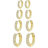 BMMYE Gold Huggie Hoop Earrings for Women Hypoallergenic 14K Gold Plated Mini Hoops Earrings Set for Multiple Piercing Lightweight Small Hoop Earrings Stack Jewelry for Gifts