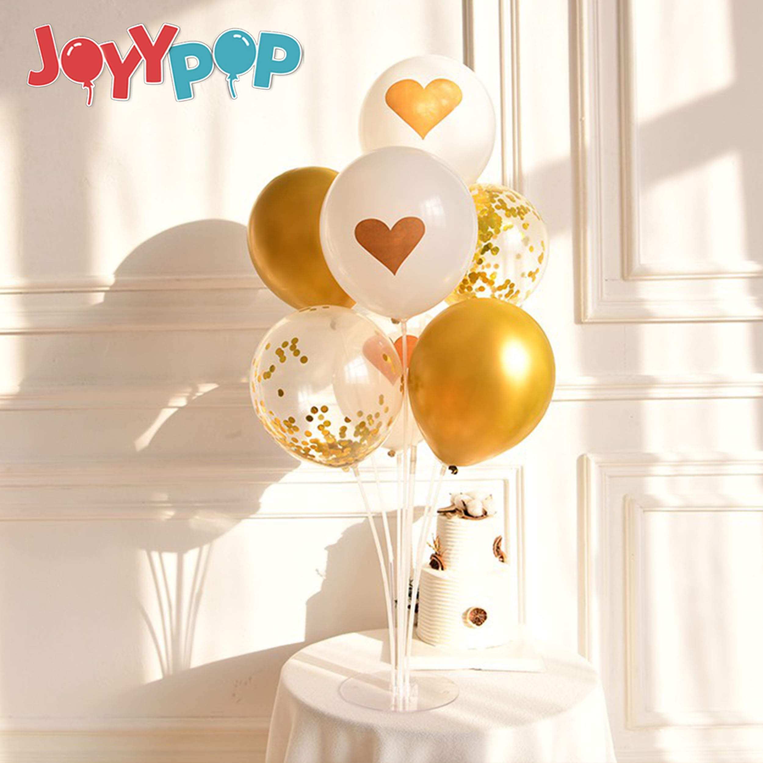 JOYYPOP 4 Sets Balloon Stand Kit For Table, Balloon Sticks with Base Birthday Graduation Party Decorations Wedding