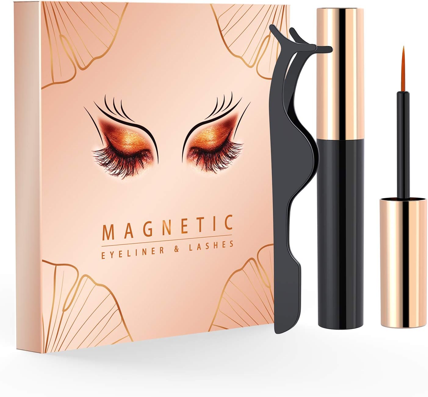 Magnetic Eyeliner and Lashes Kit-5D Mink Natural False Eyelashes -Fake Long Eyelashes No Glue-4 Pairs Pack