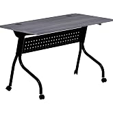 Lorell Flip Top Training Table, 23.6" x 48" x 29.5", Black Steel Base with Charcoal Melamine Top