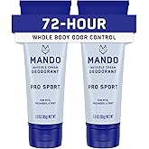 Mando Whole Body Deodorant For Men - Invisible Cream - 72 Hour Odor Control - Aluminum Free, Baking Soda Free, Skin Safe - 3 ounce (Pack of 2) - Pro Sport