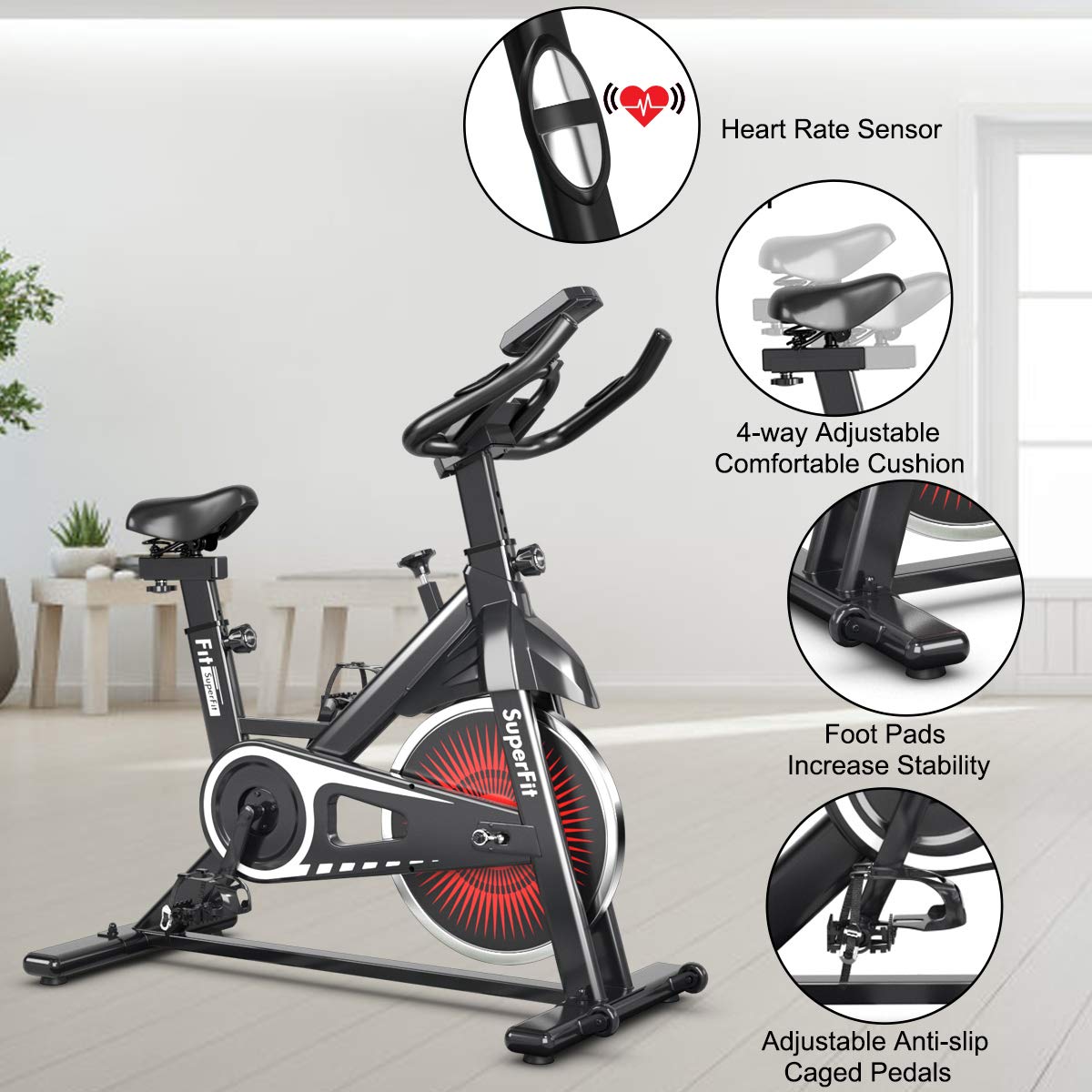 Goplus Indoor Cycling Bike, Silent Belt Drive Exercise Bike Stationary