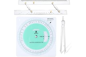 Dunzoom 3 Pcs Marine Navigation Kit, Basic Navigation Set Include 18" Marine Parallel Ruler with Clear Scales, 8" Diameter Nautical Plotter Protractor, 6" Fixed Point Divider for Boat Accessories