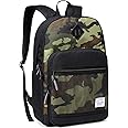 VASCHY School Backpack, Water Resistant Lightweight Casual Backpack for Men Women with Padded Laptop Sleeve Black & Camo