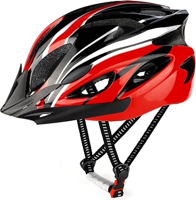 RaMokey Cycle Helmet Lightweight Adjustable 18 Vents Red 58-62cm