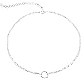 Beaux Bijoux 925 Sterling Silver Italian Adjustable 12"-15" Center Circle Of Life Dainty Choker Necklace