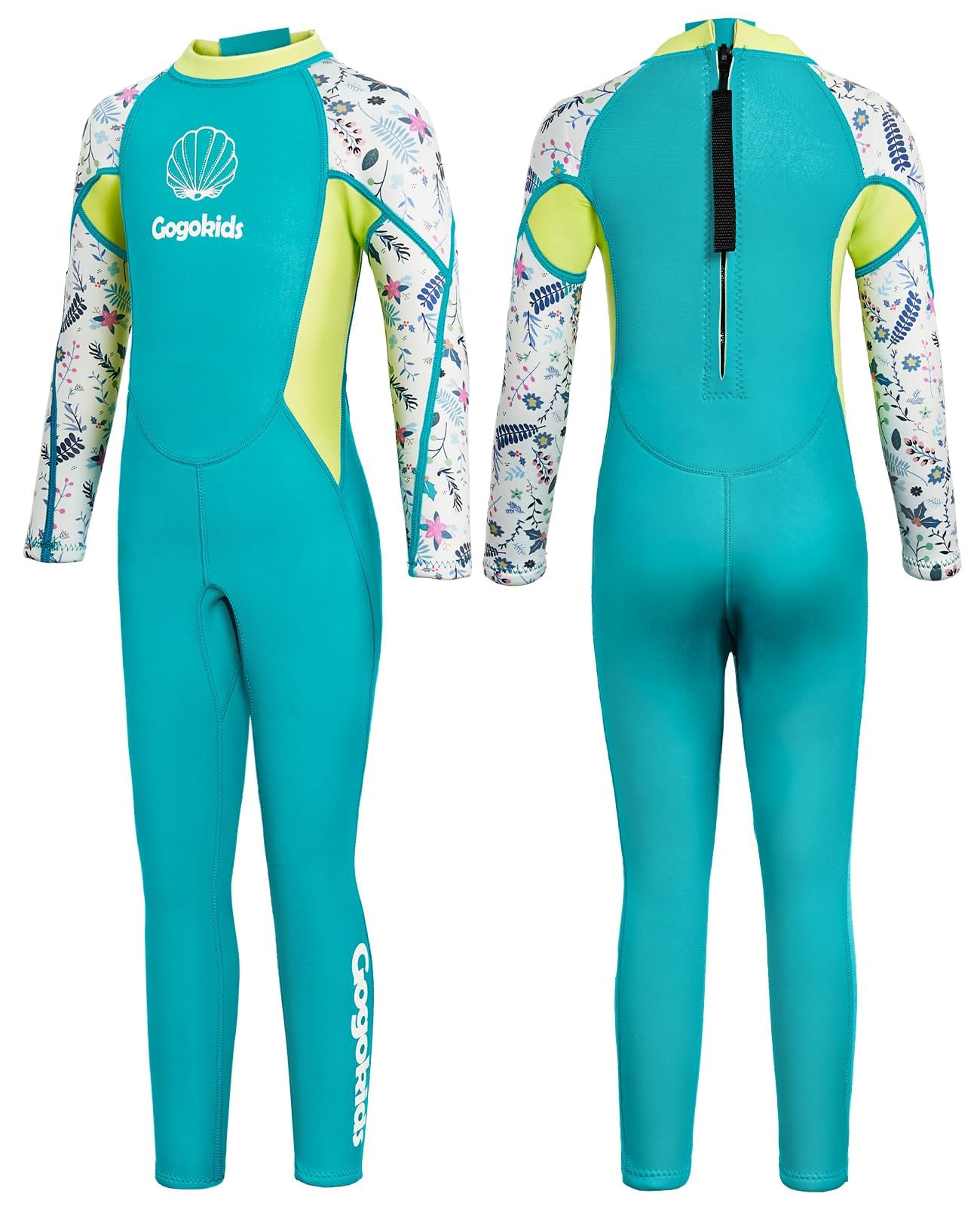 Gogokids Wetsuit Kids, 2.5mm Neoprene Thermal Wet Suits with UV Protection & Back Zipper, Full Swimsuit for Ages 3-10 Girls Boys Swimming in Cold Water, Surfing, Snorkeling