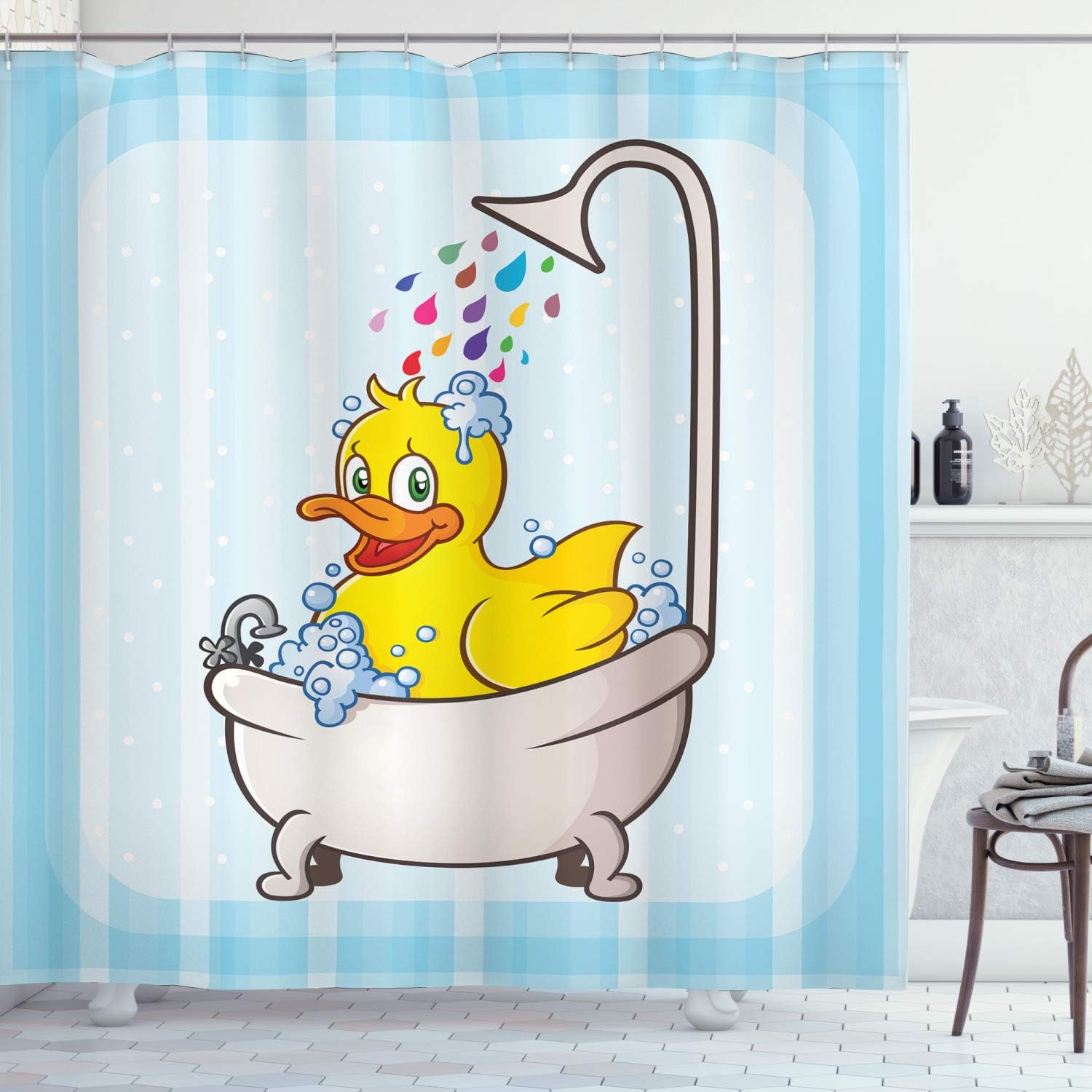 Amazon Com Ambesonne Duck Shower Curtain Cartoon Character