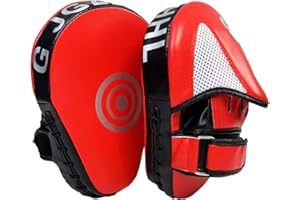 G JGZDBXHHL Boxing Pads Curved Punching Focus Mitts Sparring Gear for Boxing,MMA,Muay Thai,Martial Arts Training Equipment，Red/Black,2PCS