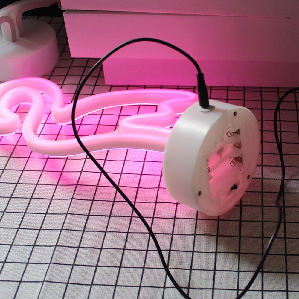 NIWWIN Neon Light Sign LED Wall Decor Night Light USB/Battery Operated Neon for Christmas Birthday Gift Party Kids Living Room Wedding Decor (Flamingo) - Image 3