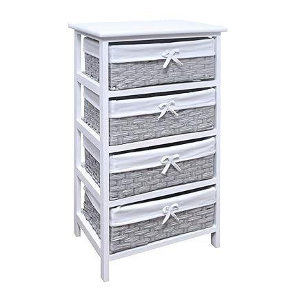 Woodluv 4 Chest Of Drawers Wooden Storage Unit With Non Woven