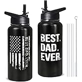 32oz Dad Stainless Insulated Aater Water Bottle with Straw,Dad Gym Hiking Sports Coffee Mug Cup Water Bottles,Fathers Day Gift For Dad From Gaughter, Son
