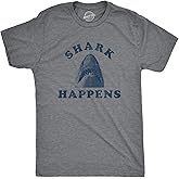 Funny Shark T Shirts for Men Jaws Shirts for Guys Funny Graphic Tees for Shark Week