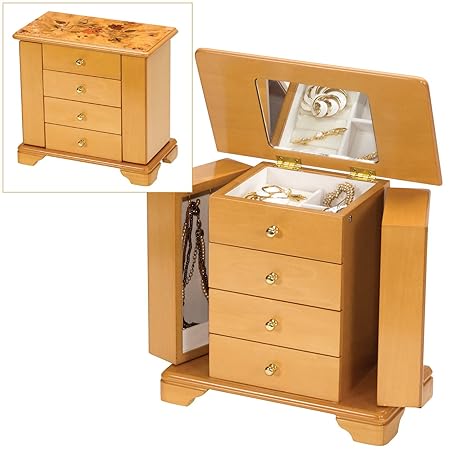 Mele Co Light Oak Wood Finish Champagne Rose Design Wardrobe