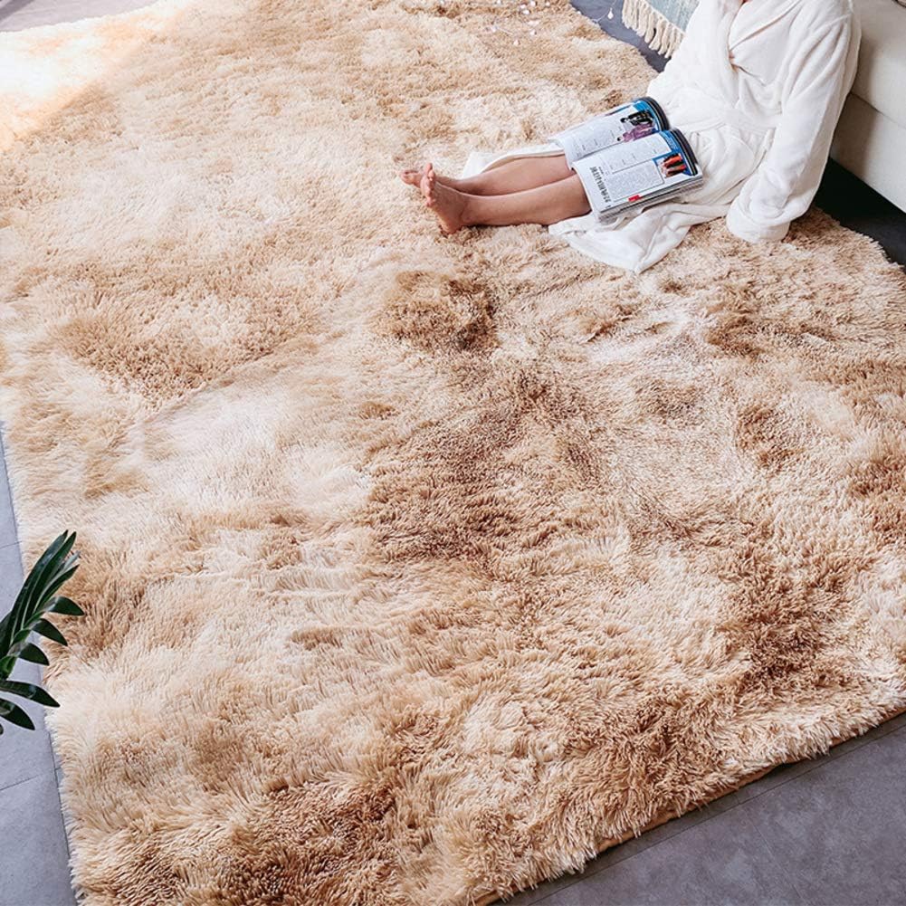 Admir Shaggy Area Rug Non Slip, Fluffy Rug Round Plush Microfiber Floor Rug Carpet Rectangle Living Room Bedroom Sofa Kids-Khaki A 79x118inch(200x300cm)
